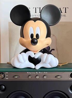 创意小号米奇头存钱罐比心米老鼠卡通客厅咖啡机装饰品唐老鸭摆件