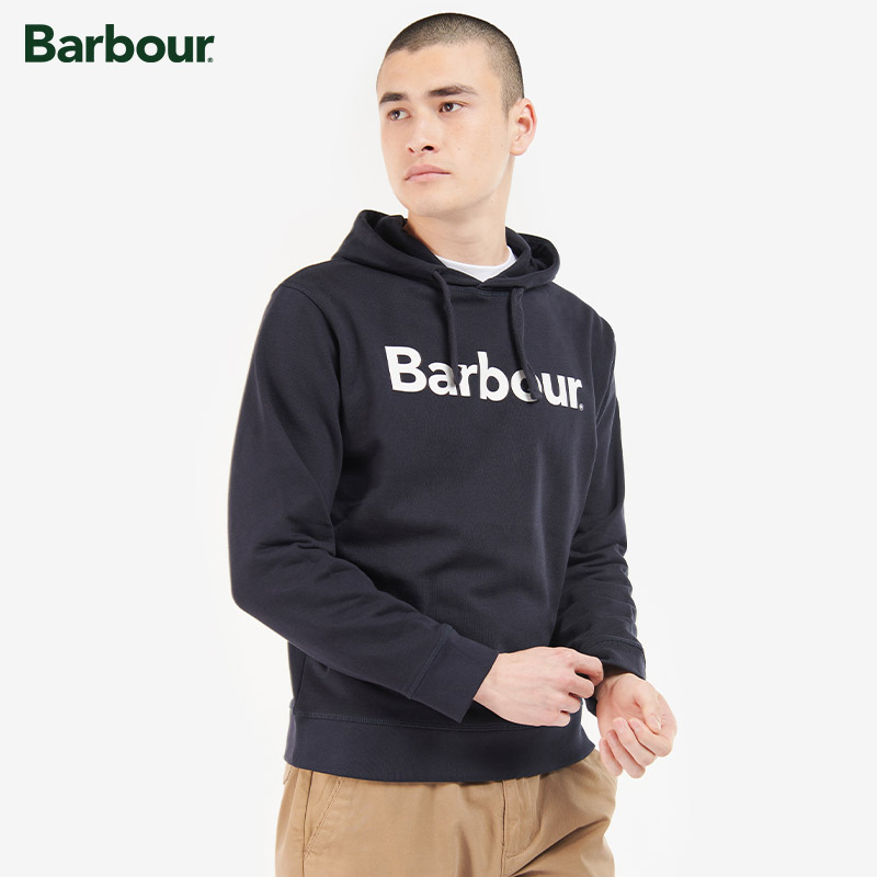 Barbour SL男士秋冬修身Logo印花连帽卫衣-图2