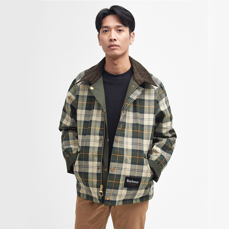 Barbour OS Reversible Transporter男女同款两面宽松无蜡夹克-图1