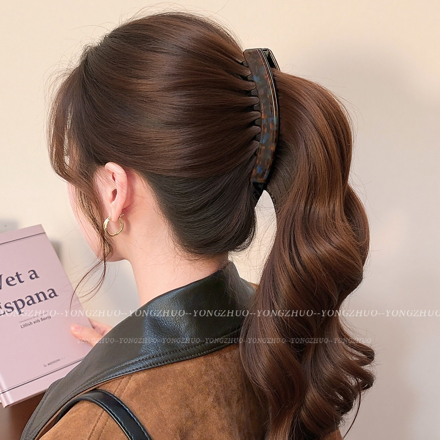 tktk秋冬毛线抓夹发量多发夹女2025新款高端鲨鱼夹后脑勺夹子头饰 - 图2