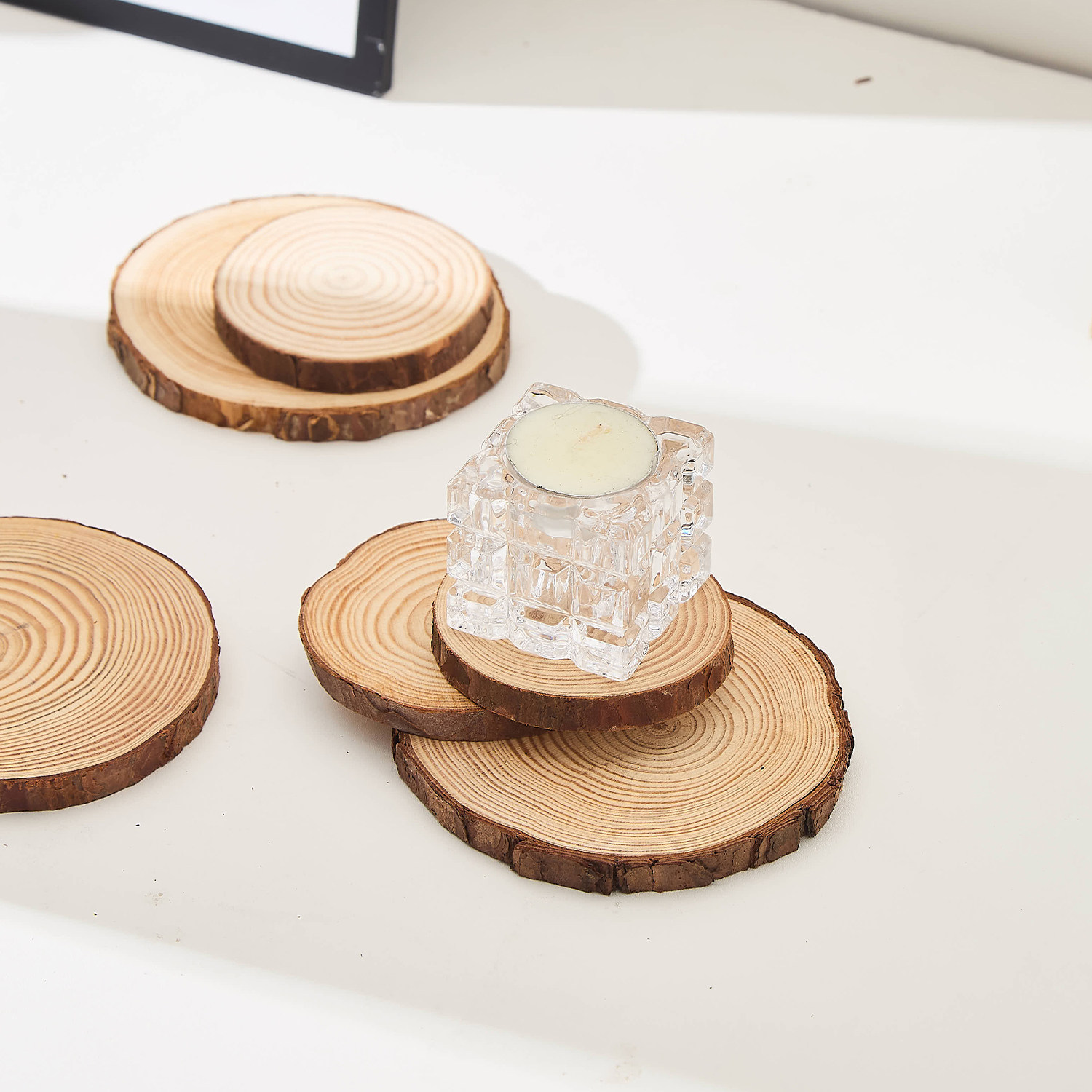 香薰蜡烛托盘松木圆木垫大号简约ins风装饰摆件圆形蜡烛底座烛台,淘宝优惠券,粉丝福利购,淘宝优惠卷