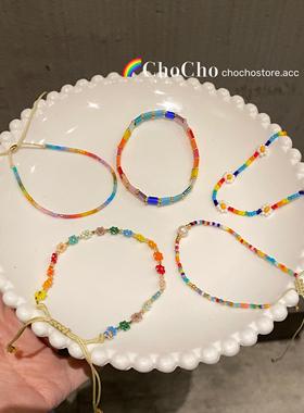chocho/夏天彩虹色~编织手链