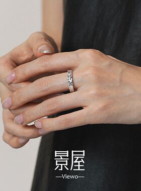 S925纯银戒指碎冰冰鱼鳞指环简约小众设计冷淡风轻奢高级食指戒