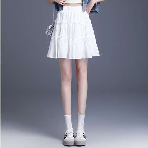 白色半身裙女夏薄款2024新款高腰显瘦中长款a字芭蕾风蓬蓬蛋糕裙