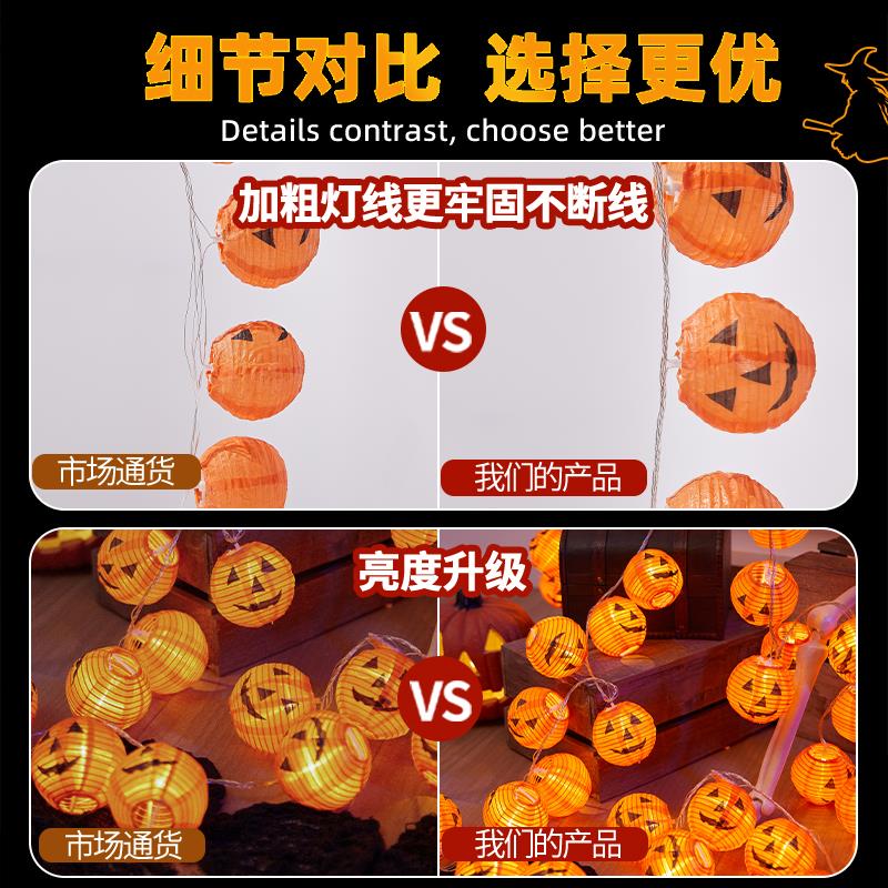 万圣节装饰灯串南瓜头灯笼串led场景布置商场活动活动ktv派对用品