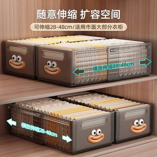 衣柜空间利用改造！可伸缩多功能收纳盒分层神器家用果蔬置物架 - 图0