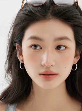 经典简约银色耳圈S925银针耳环女