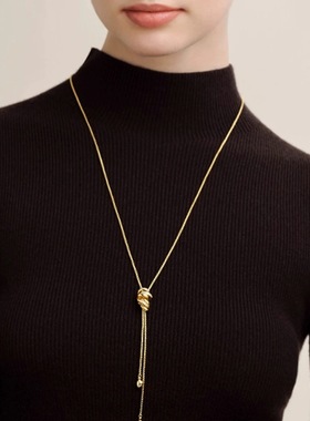 明星同款缠绕丝带项链轻奢毛衣链