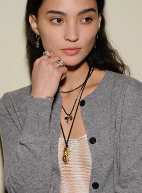 好事花生绑绳项链女原创设计高级感好运好事发生项链鹿皮绳毛衣链