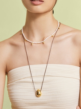 水滴皮绳可调节长项链时尚轻奢高级感气质百搭简约2024新款项链女