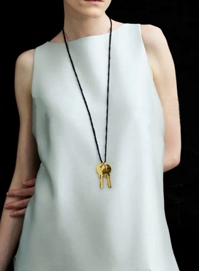 小众设计金属钥匙长款布条项链女