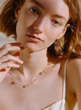 白露玻璃珠项链配饰女夏天时尚轻奢个性百搭2024新款高级感锁骨链