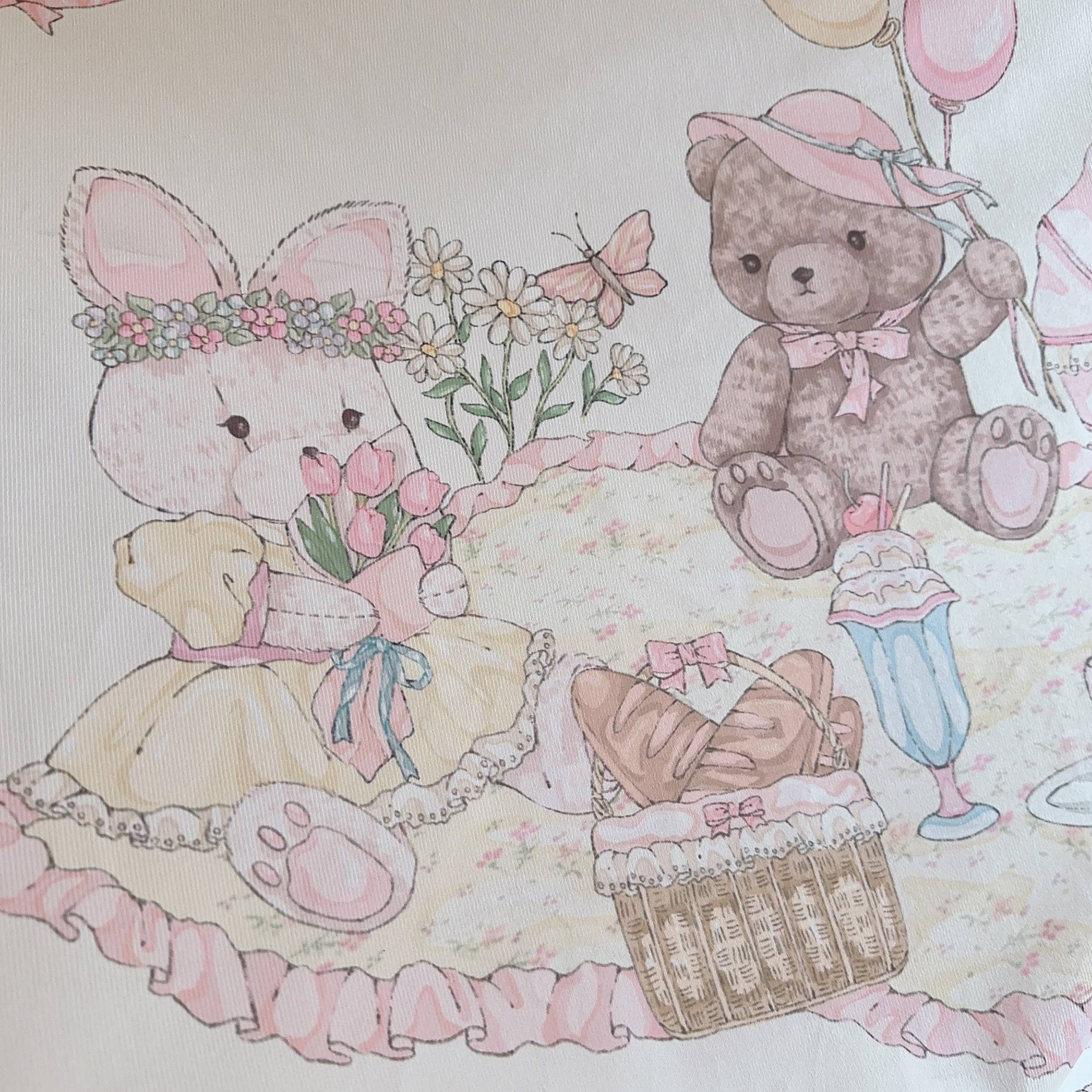 少女梦量贩铺原创兔熊系列挂布2.0 野餐系列温馨可爱加绒壁毯装饰