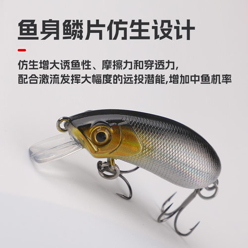 路亚假饵摇滚小胖子cc50cc60缓沉浮水米诺加强单钩远投红眼鳟鱼饵 - 图2