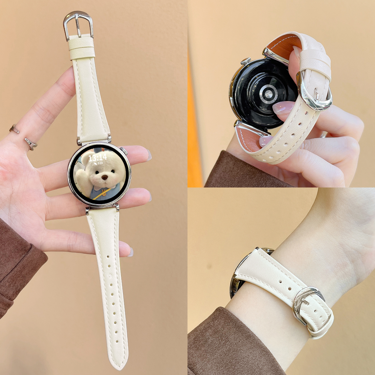 适用oppo watch x2mini手表带高级感秋冬真皮系列oppo watch s智能运动手环一加手表2女士腕带4pro时尚手表链 - 图2