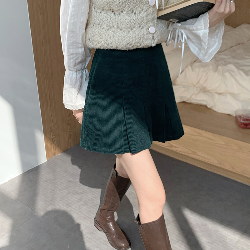 solid color high waist simple pleated skirt纯色简约百褶短裙-图0