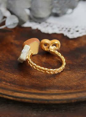 Ayatorie开口戒指少女可爱面包指环原创手作女生礼物礼盒设计师款