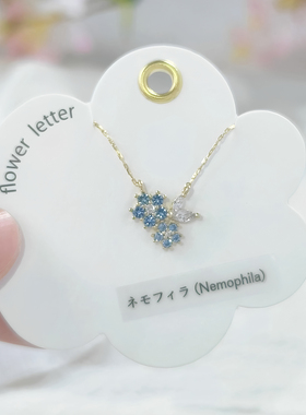 日系清透蓝花锁骨链女百搭优雅