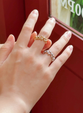星星戒指日系11号戒一串星星指环韩系少女感无名指戒金属感