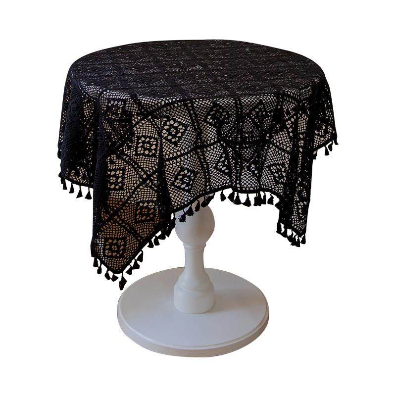 桌黑色覆古床镂空彷钩针布长方圆形LS1餐桌茶几头柜形盖巾拍照背,淘宝优惠券,粉丝福利购,淘宝优惠卷