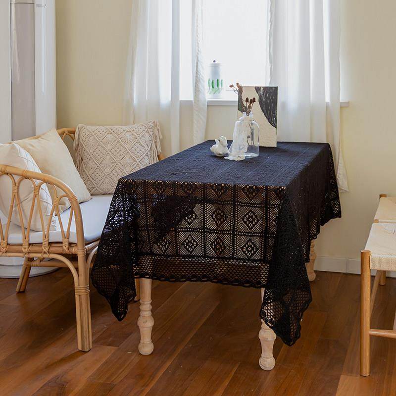桌黑色覆古床镂空彷钩针布长方圆形LS1餐桌茶几头柜形盖巾拍照背,淘宝优惠券,粉丝福利购,淘宝优惠卷