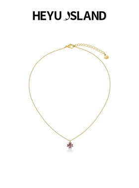 黑鱼岛幸运草心形锆石四叶草项链