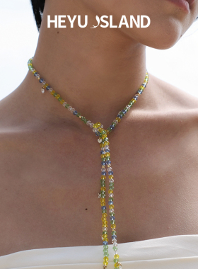 黑鱼岛水晶彩色锆石长项链叠戴
