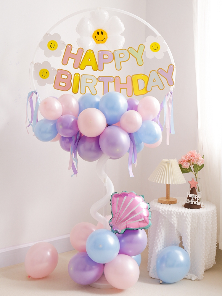 森系ins风网红宝宝1周岁生日装饰场景布置气球圆环立柱女孩派对 - 图2