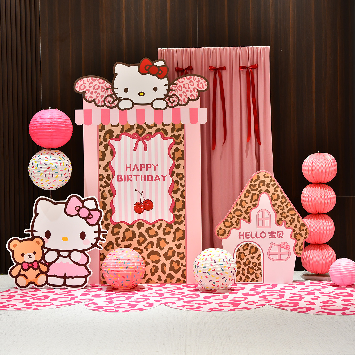 hellokitty主题女孩周岁生日布置场景装饰满月百天气球背景板kt板,淘宝优惠券,粉丝福利购,淘宝优惠卷