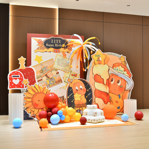 卡通星星人主题宝贝生日派对kt板背景墙氛围感场景布置装饰品道具 - 图3