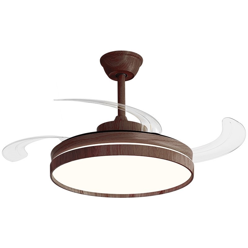 风扇灯隐形吊扇灯胡桃木色中古侘厅卧室客厅灯寂风静音护眼木纹餐,淘宝优惠券,粉丝福利购,淘宝优惠卷