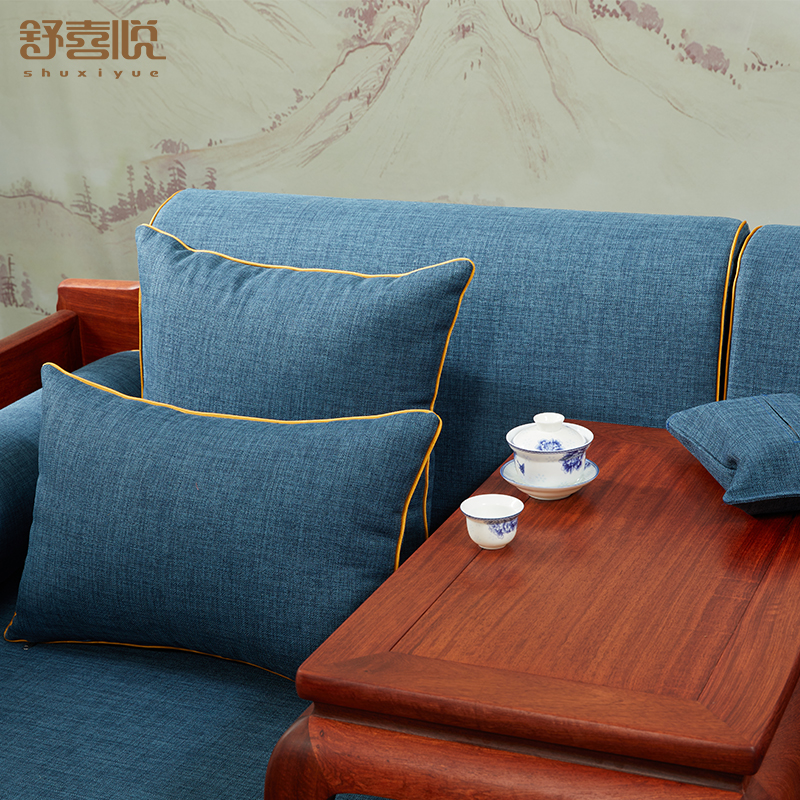 中式红木沙发坐垫防滑实木沙发垫高密度海绵垫加厚罗汉床垫五件套-图2