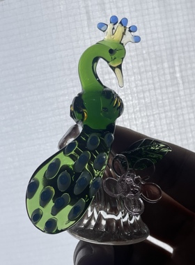 创意琉璃孔雀刺猬鸟类动物摆件家居书房卧室装饰礼物玻璃工艺品