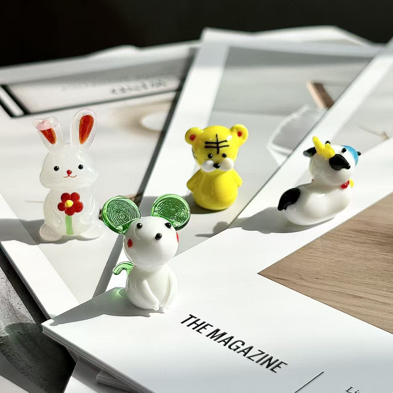 手工萌趣琉璃十二生肖小摆件可爱精致桌面装饰玻璃工艺品生日礼物 - 图2