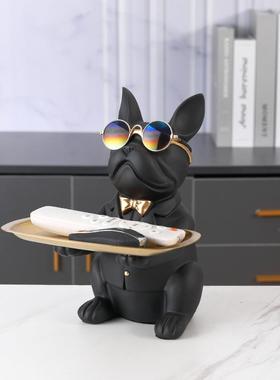 新款直销网红电镀狗摆件店铺橱窗装饰卡通红色法斗家居饰品电视柜