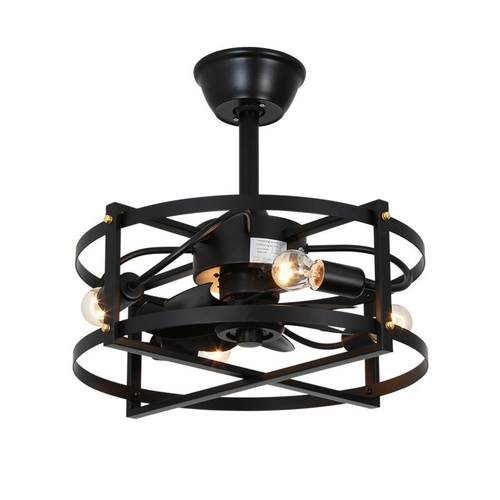 新款直销复古风扇灯美式时尚客厅吊扇灯家用餐厅卧室铁笼一体风扇 - 图3