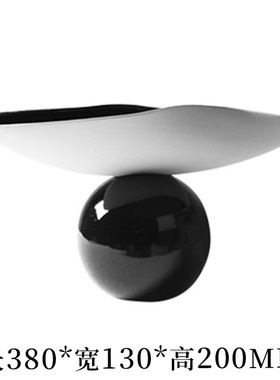 简约现代创意球形黑白拼色托盘客厅茶几摆设酒店艺术装饰几何摆i.