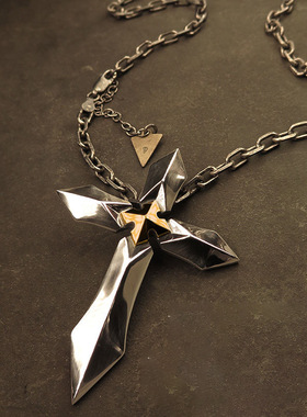 【骑士之魂】十字剑锋星吊坠男潮绅士帅气复古正装项链