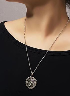 决策币925银可转动吊坠男女款复古霸气嘻哈项链小众中性风