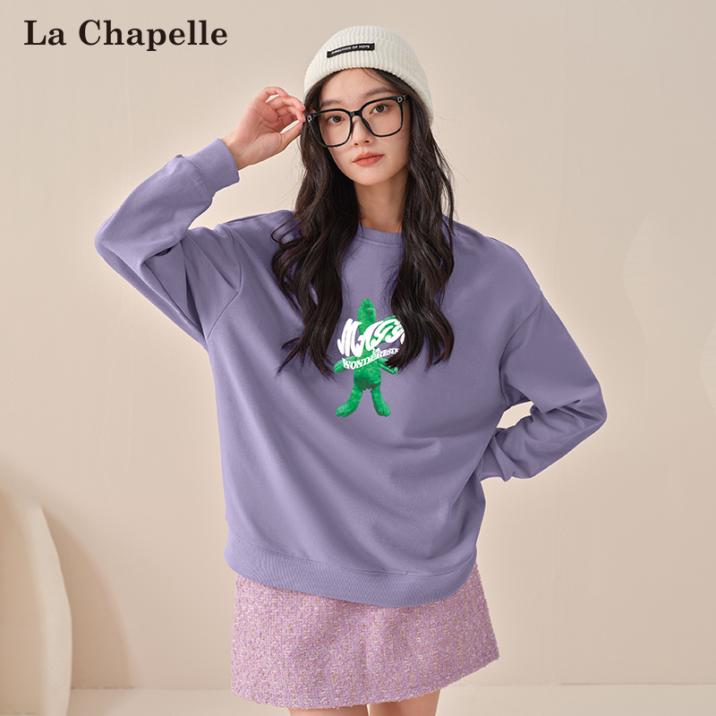 拉夏贝尔圆领卫衣女春秋款2023新款