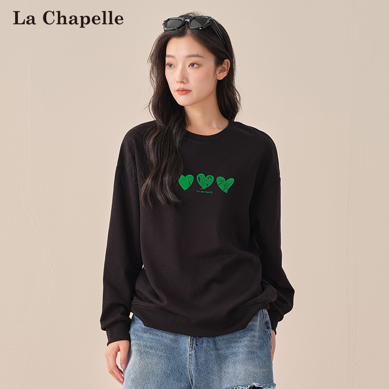 拉夏贝尔圆领卫衣女春秋款2023新款