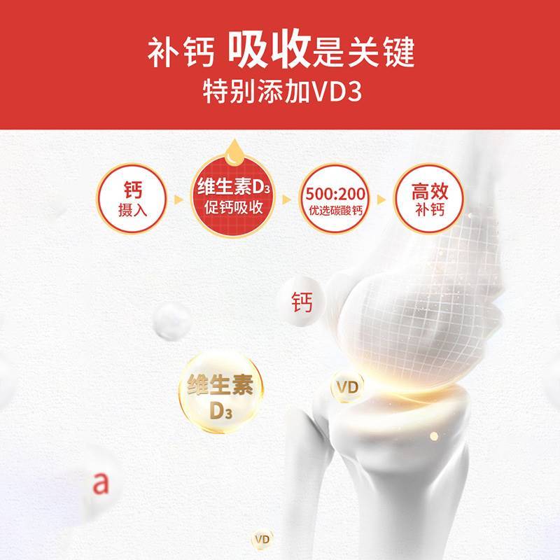 朗迪钙维生素D3中老年儿童成人补钙片碳酸钙咀嚼片D3颗粒正品-图1