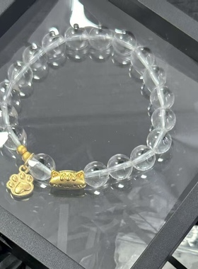 黄金足金999法棍猫咪萌宠转运珠手串手链礼物送女友老婆七夕礼物