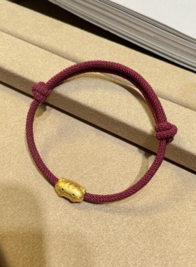 黄金足金999法棍猫咪萌宠转运珠手串手链礼物送女友老婆七夕礼物