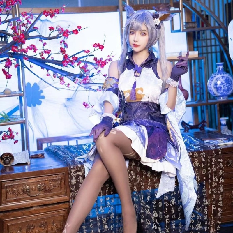 原神cos服刻晴c服璃月七星全套游戏可爱风 cosplay服装假发现货 - 图0