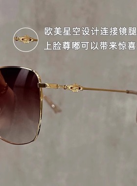 茶色墨镜女超轻大框金属太阳镜