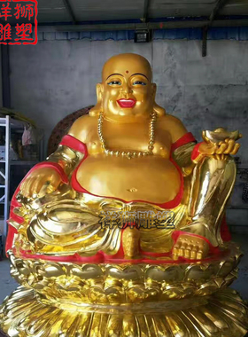 纯铜彩绘弥勒佛佛像大型摆件定制