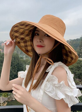 防晒帽子女款2026新款夏季太阳帽防紫外线大帽檐渔夫帽户外爬山帽