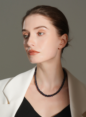 Idokawa黑色淡水珍珠项链