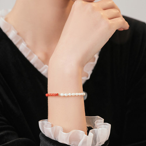 Idokawa新中式好运南红手串淡水珍珠手链女baby珠小米珠2024年 - 图2